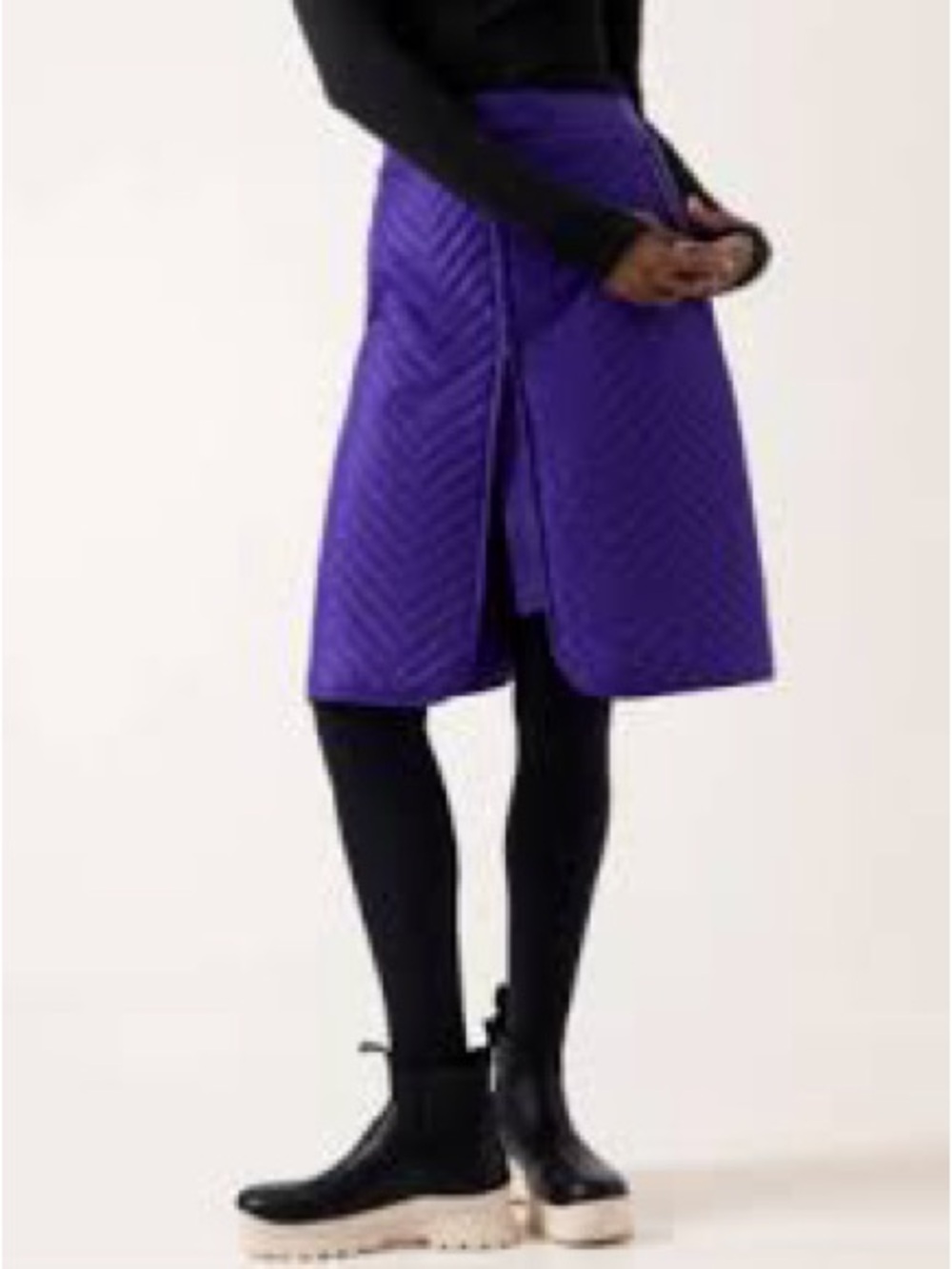 Athleta Purple Quilted Insulated Full Zip Skirt Chevron Puffer Size 4